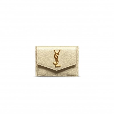 YSL UPTOWN FLAP CARD CASE IN GRAIN DE POUDRE LEATHER 582305 (10.5*7*1.5cm)